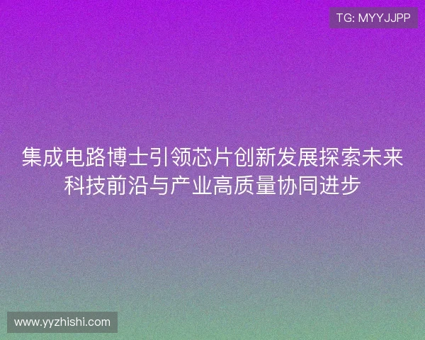 集成电路博士引领芯片创新发展探索未来科技前沿与产业高质量协同进步